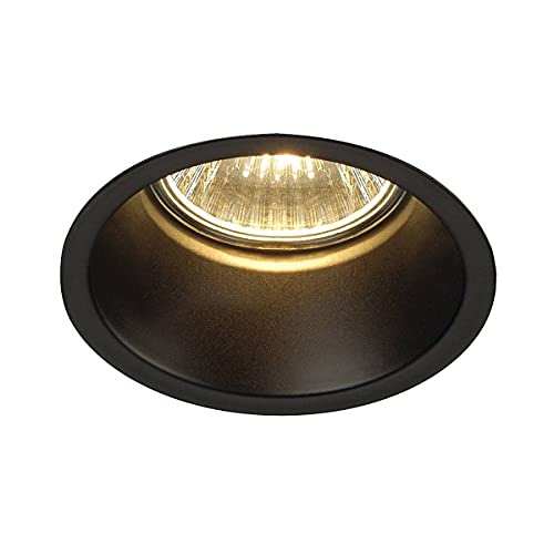 SLV Deckeneinbauleuchte HORN 1 / Spot, Fluter, Deckenstrahler, Deckenleuchte, Einbau-Leuchte LED, Innen-Beleuchtung / GU10 IP20 50W schwarz
