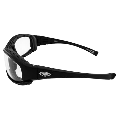 Global Vision Assault 24 Motorcycle Sunglasses Safety Glasses ANSI Z87.1 Convertible to Goggles Foam-Padded Black Frame w/Photochromic Lenses (Clear to Smoke)4