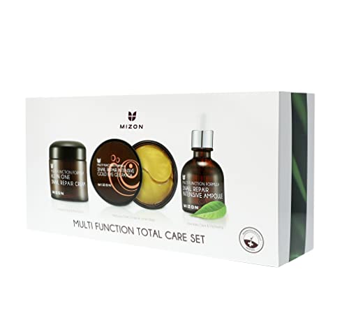 Mizon 24K Gold Snail Skincare Set - Eye Patches, Repair Cream & Ampoule For Sensitive Skin, Anti-Aging & Moisturizing #TOP1