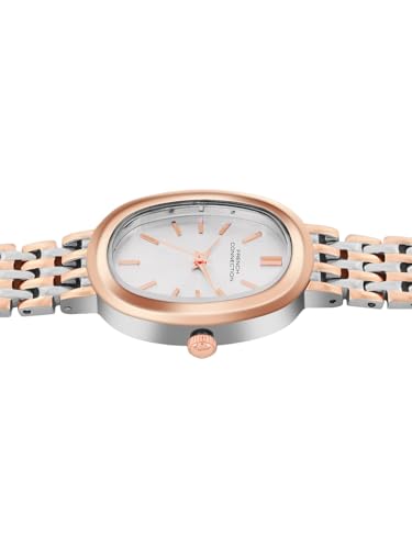 Image of French Connection Sunray Silver Oval Dial with Rose Two Tone Stainless Steel Strap Watch for Womens - FCN0130RTM