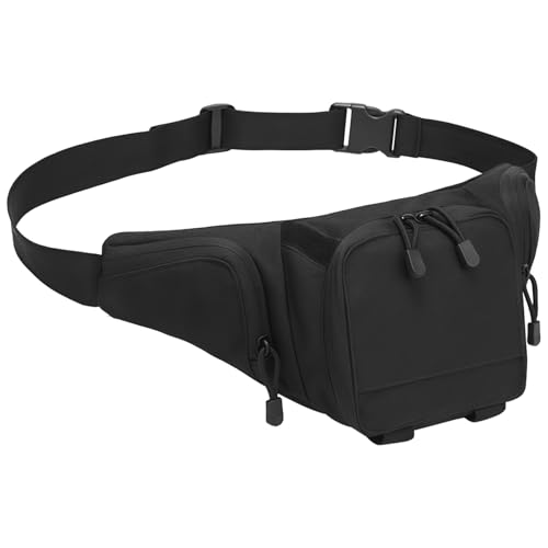 Tressify Adjustable Strap Concealed Carry, Quick Access Zipper Pockets Waist Bag, Oxford Cloth Multi-Functional Pouch for Men Outdoor, Soft Padding Black