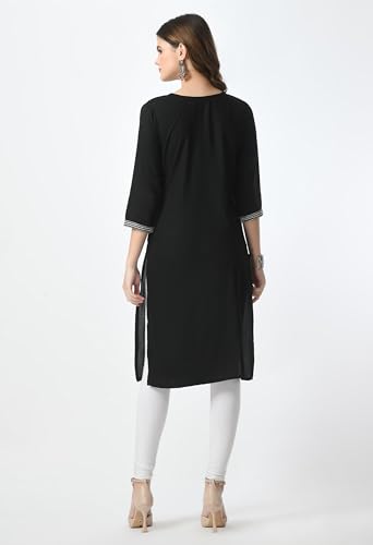 Image of LIBOZA Kurta for Women - Lakhnowi Chikankari Embroidered Ladies Kurti, Stylish Girls Top, Ethnic Full Kurtas, Straight Design Kurtis for Woman