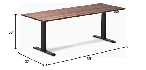 Image of Desky Dual Hardwood Sit Stand Desk - 80x30 Electric Standing Desk - Dual Motor, 3 Stage Adjustable Height Desk - Solid Wood Standing Desk - Whole-Piece Top in Walnut Wood