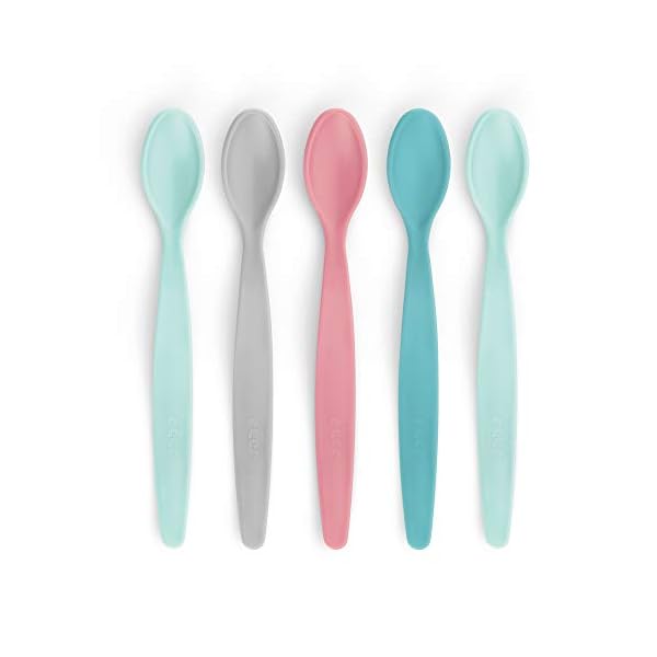 Reer 23022 BabySpoon Fütterlöffel-Set, 5 Stück, Babylöffel, Fütterlöffel mit extra langem Griff, mehrfarbig