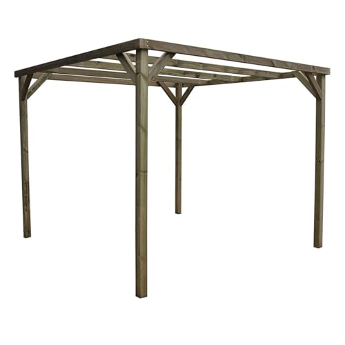 Pergola autoportante en bois gamme Kora de Vidapotager : élégance naturelle pour votre espace extérieur (bois de pin, 240 x 240 x 240 cm)