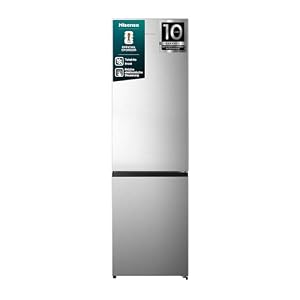 Hisense RB440N4ACC Kühl- Gefrierkombination/Total NoFrost/Multiflow 360°/ Flaschenhalter/Holiday Mode/FreshZone/ 336L(178+78)/ Essential/BxHxT: 59, 5×201, 7×57, 9 cm/Silber [Energieklasse C]