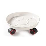 Generico Carrello portavaso Resistente con Ruote - Carrello portafiori in Ferro da 50 cm per Interni ed Esterni, Carrello portavaso Durevole (Colore: Bianco)