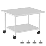 SwaaVee Printer Stand with Storage Under Desk Shelf, Desktop Printer Stand Organizer, Rolling Printer Cart Storage Paper Files Holder for Desk, Office, Home, (White)