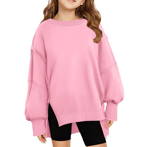 Girls Oversized Sweatshirt Long Sleeve Crewneck Kids Lightweight Cute Pullover Tops 5-14 Years2