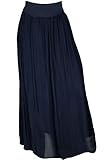 Farbe: dunkelblau Rock Damen Lang Maxirock 2lagig Lagenlook Blau Neu Sexy Seide 38 40 42