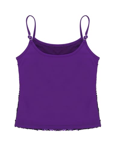 Miutii Kids Girls Shiny Sequins Camisole Tank Top Jazz Latin Ballet Dance Crop Top Stage Performance Vest Tops