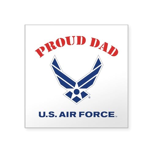 CafePress Proud US Air Force Dad Square Sticker 3 X 3 Square Bumper Sticker Car Decal