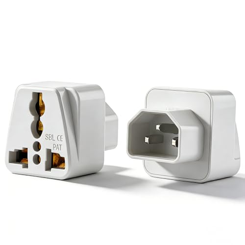 Flomiara Lot de 2 fiches UE vers C14 - C14 vers CEE7 - 250 V/10 A - Adaptateur Schuko CEE - Fiche IEC C14 - Convient pour centres de données, unités PDU, petits serveurs, appareils réseau et onduleurs