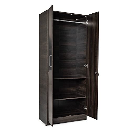 Image of Wakefit Wardrobe | 1 Year Warranty | Engineered Wood Almirah, Cupboard for Clothes Storage | 2 Door, 1 Hanging Space | Taffeta - Dark Brown