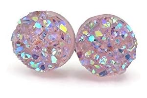 Entice Your Ears with Invisible Clip-On Shimmer: Faux Druzy Earrings for Girls' Enchanting Elegance