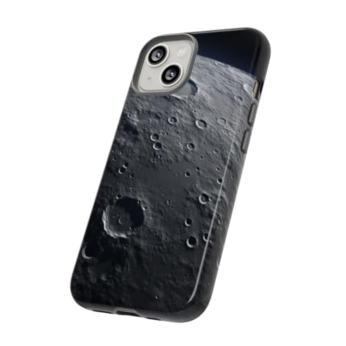 Coque iPhone 14 rigide grise aspect lune cratérée avec finition premium - 2