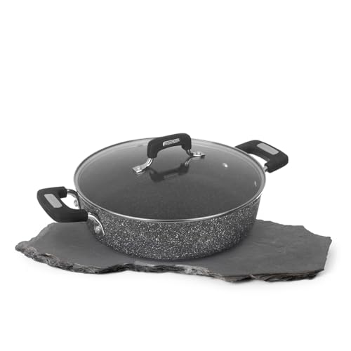 KASANOVA Tegame antiaderente 28 cm con coperchio, per induzione e tutti i piani cottura New Petra Dark