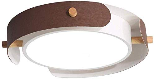 Lampe de chambre à coucher bois massif plafonnier rond lumière chaude blanc