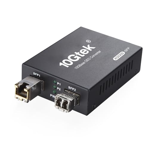 Image of 10GbE SFP+ Media Converter, Fiber to 10G Copper UTP Ethernet Media Converter, with a 10GBase-T Reach 30 Meters Transceiver and a SFP+ SR Module (300m, MMF, 850nm)