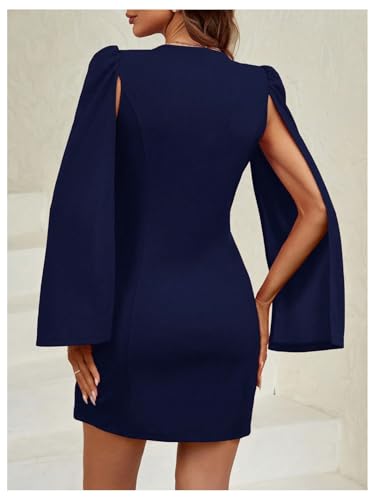 Image of Floerns Women's V Neck Double Breasted Cape Blazer Split Sleeve Elegant Blazer Dress