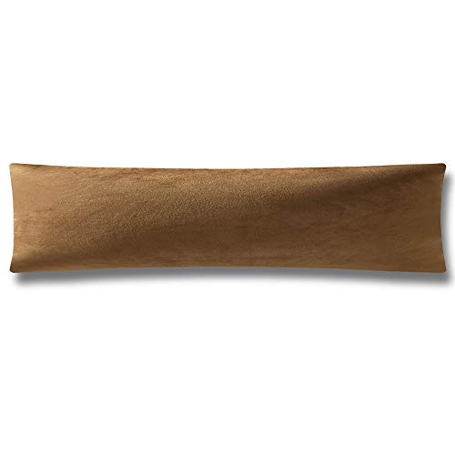 DEZENE 2 Pack Velvet Throw Pillow Covers 21"x54", Body Pillow Cover Brown
