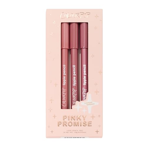 ColourPop Pinky Promise Lippie Lip Pencil Kit - High-Pigment, Long-Lasting & Sharpenable Lip Liner with High-Impact Color - Includes Shades Oh Snap, Five Stars & Me Again (3 Count)