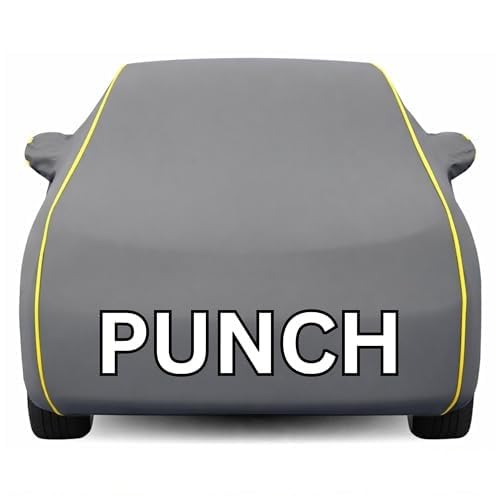 Image of Kayme Premium Grey Punch Car Cover Waterproof for (All Models & Variants - Petrol, Diesel, CNG & EV) |Speacially Custom Fit with Mirror Pockets |All-Weather Protection - Outdoor Car Body Cover