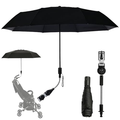 SGZIOO Sombrilla Carrito Bebe Universal, Desmontable Parasol Carrito Bebe, Paraguas para Todo Tipo de Clima con Protección UV50+, Sombrilla Silla Bebe con Rotación 360 °, 90 cm Diámetro