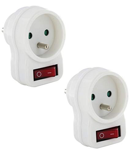 2 adaptateurs de prise avec interrupteur - 1 prise [Fibrionic] Cover