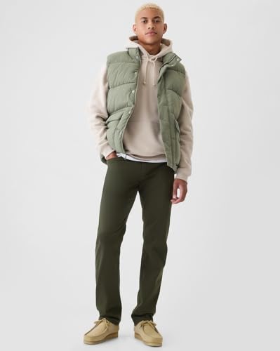 Image of Gap Men Straight Fit Mid Rise Mid Washed Denim Jeans