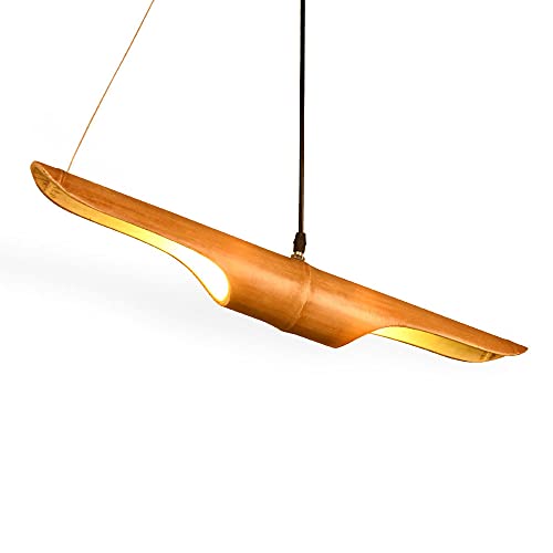Abat-jour naturel en bambou pour suspension de salon moderne et cocooning