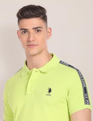 Image of U.S. Polo ASSN. Solid Regular Fit Polo T Shirts for Men - 100% Cotton, Half Sleeves Mens Tshirt