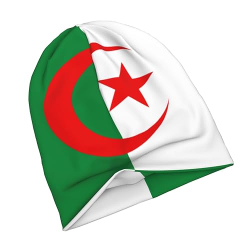 Algérie Drapeau Bonnet Tricoté Homme Femme Extensible Tissu en Soie de Lait avec Doublure Épaisse Drapeau Unisexe Classique Chapeau Hiver Cadeau Homme Femme...