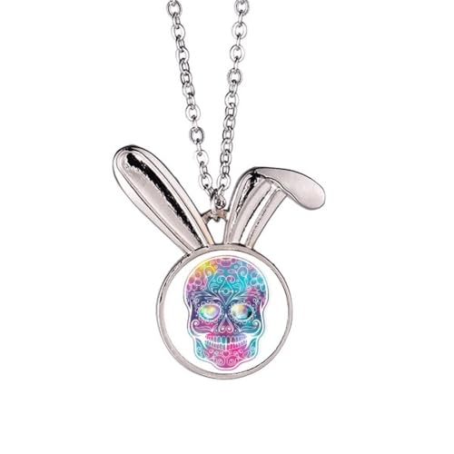 Collier pendentif lapin illustration colorée bijou fantaisie