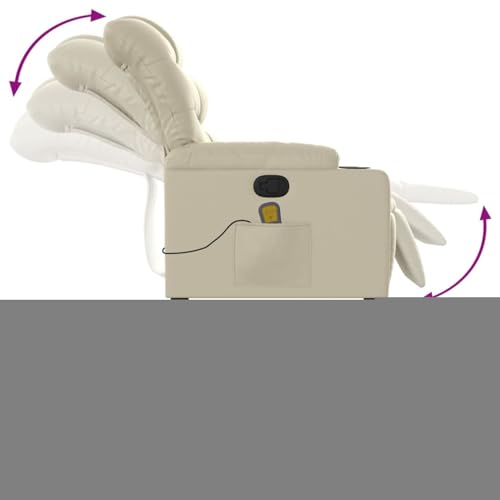 Gecheer Massagesessel mit Relaxfunktion, Kunstleder, Creme, Sessel Wohnzimmer Fernsehsessel Liegesessel für Entspannung Homeoffice Leseecke3206904 – Bild 6