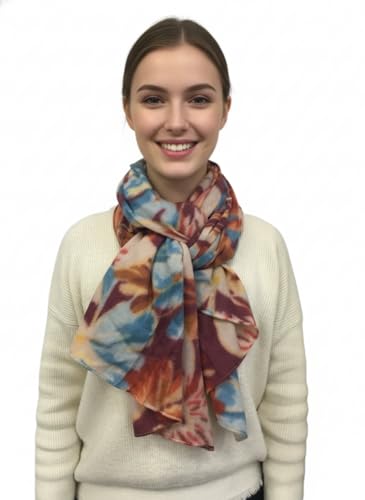 Walniverse Damen Schal mit Blumenmuster, Geeignet als Geschenk für Freundin, Mama und Oma, 100% Viskose, 180x85cm, Herbst und Winterschal (Orange)