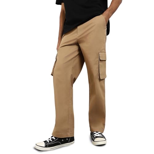 Image of NOBERO Men's Straight Fit Mid Rise Wanderer Travel Cargo Pants | Multiple Pockets | | Lowers for | Casual Wear | Sports | Gym | Trek | Lowers