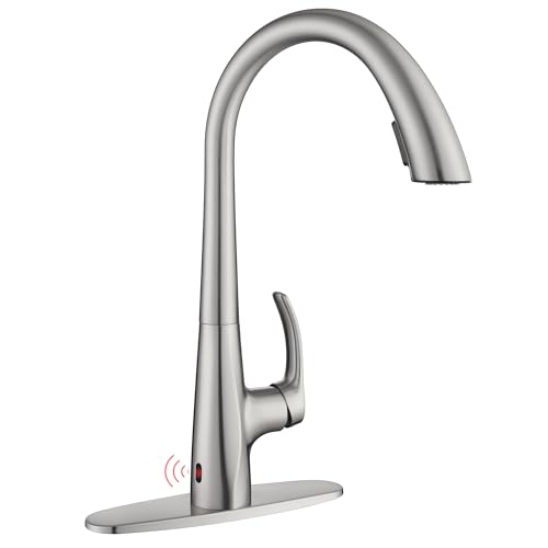 JXMMP Touchless Pull Down Kitchen Sink Faucet, Brushed Nickel Activated
