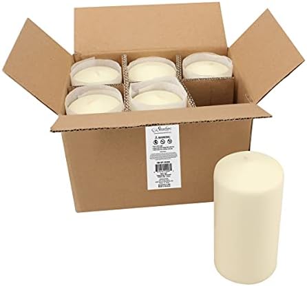 Stonebriar SB-SP-3548A Tall 3 x 6 Inch Unscented Ivory Pillar Candle Set, Set of 6, 3×6