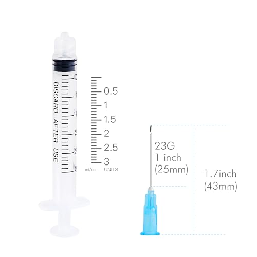 20 Pack 3ml Disposable Syringe with Needle - 23G 1 Inch Luer Lock Syringes, Individually Wrapped - Thumbnail 4
