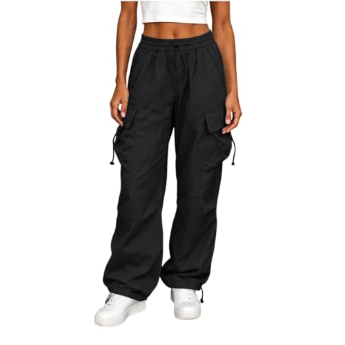 Women's Cargo Pants Drawstring Waist Wide Leg Utility Work Trousers - image 2