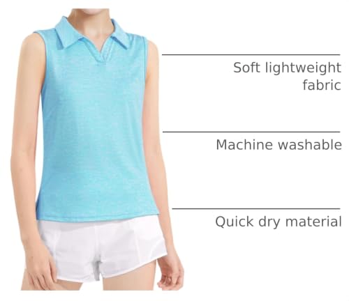 Image of Auranso Girls Polo Shirts Sleeveless Golf Tennis Quick Dry T-Shirts Tops