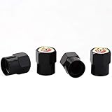 XDG 4Pcs Metal Car Tire Valve Stem Caps Waterproof Cover for Abarth Scorpion Logo with White Background Fit for Fiat Abarth Punto 124/125/125/500 Stilo Styling Decoration Accessories (Black)