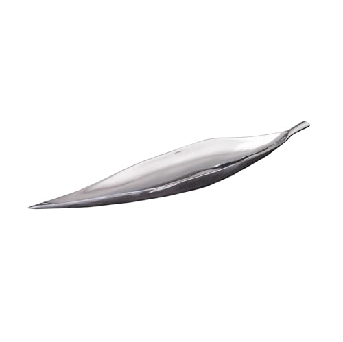 invicta INTERIOR Handgearbeitete Deko Schale SILVER LEAF 80cm silber Aluminium