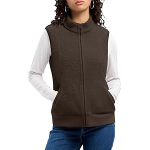 AKEWEI Womens Sherpa Fleece Vest Trendy Warm Sleeveless Vests Jacket