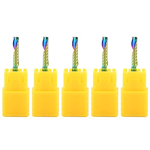 Image of ISB Flat Nose End Mill Set, 1 /8'' Single Flute Nano End Mill Bits with DLC (Ta-C) Coating, CNC Drill Bits Cutter for Aluminum, Steel, Titanium, Wood, Perfect Ideal for DIYers & Professionals,