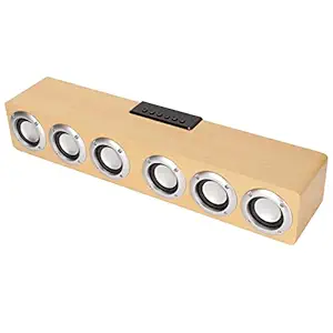 Bluetooth 5.0 Soundbar, Wireless HiFi Subwoofer, MDF Soundbar for PC, No Delay, with High Capacity Battery, Compatible for Win, for Android, for OS System(Yellow)