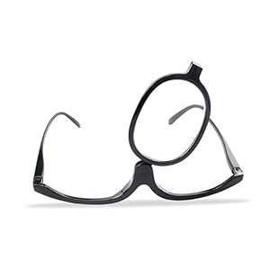 Eye de maquillage avec lunettes pliantes Lentilles simples Verres tournantes Femmes Maquillage Tool essentiel (200-Noir)