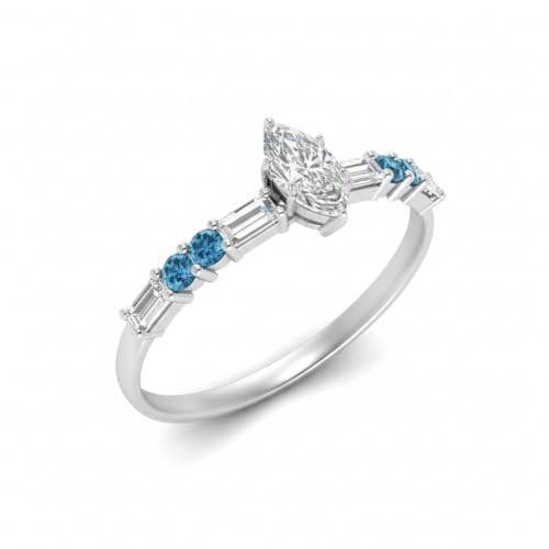 Image of 925 Sterling Silver Marquise Cut Simulated Diamond Vintage Classic Engagement Ring Wedding Band Matching Jewelry for Women, Promise Ring Set US Size 4-12