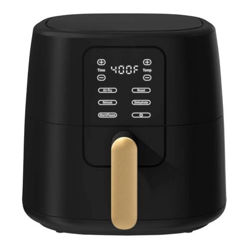 Image of Wonderful 6 Quart Digital Air Fryer, Large Touch Screen Air Fryer with Programmable Time & Temperature Control, 4-in-1 Roast Reheat Dehydrate, Nonstick Design (Black Sesame)